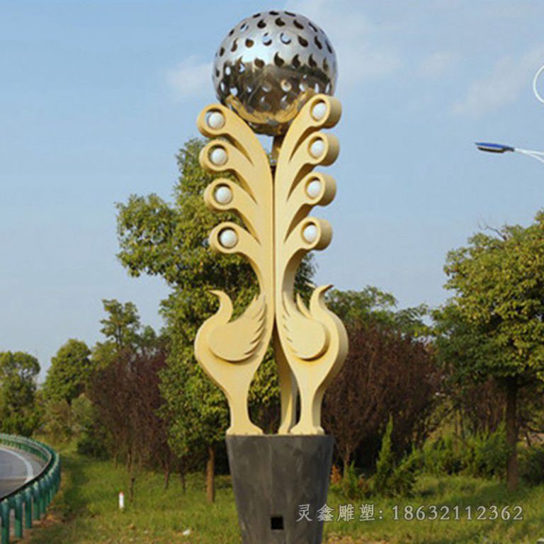 不锈钢公鸡抽象 公园景观雕塑