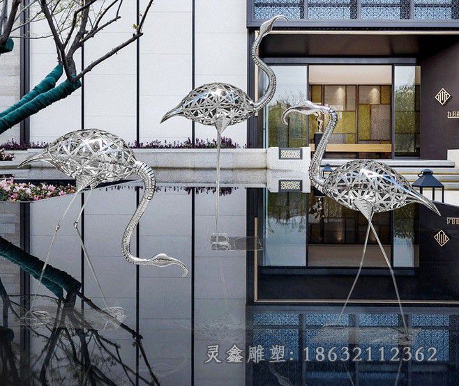 鹰潭不锈钢镂空火烈鸟景观雕塑
