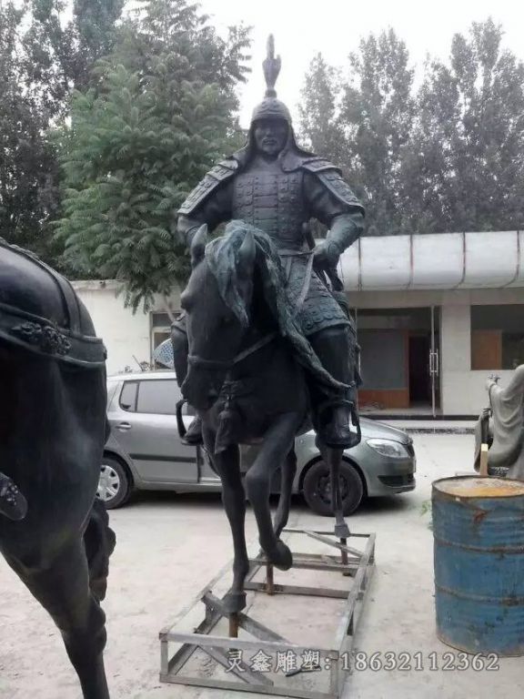 古代将军骑马铜雕，人物铜雕 (2)