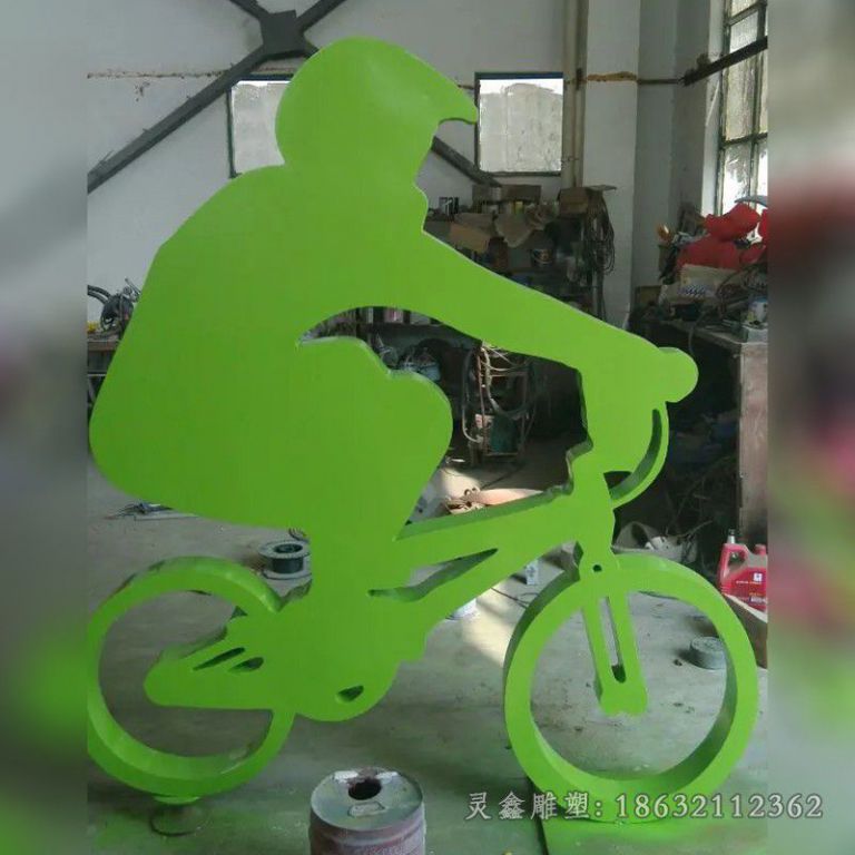 不锈钢骑自行车雕塑，不锈钢运动雕塑 (3)