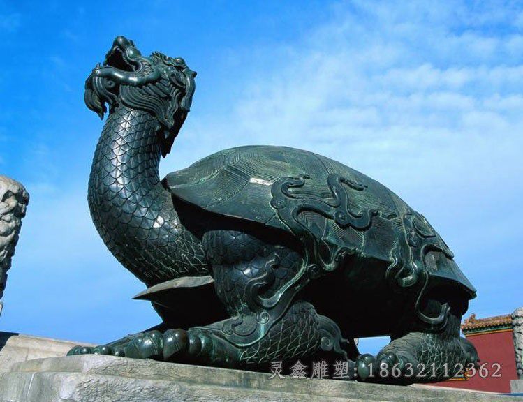 青铜龙龟雕塑，神兽铜雕_看图王