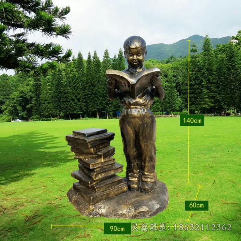 校园看书的学生铜雕