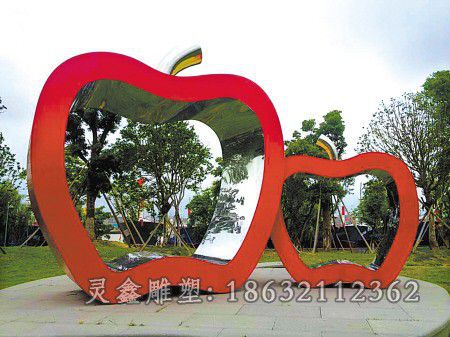 吉安不锈钢彩绘苹果景观雕塑