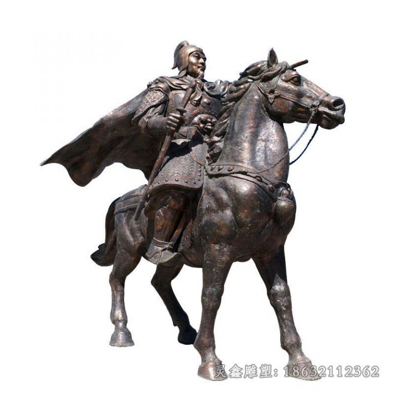 古代人物冯胜将军骑马雕塑像 玻璃钢人物动物 铸铜雕塑景观摆件25851