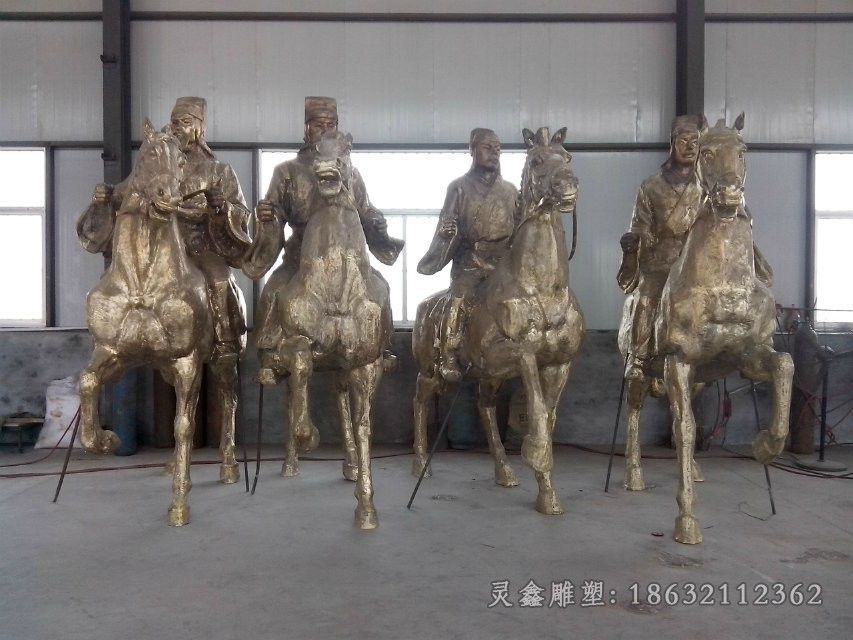 古代人物骑马铜雕，广场景观铜雕 (2)