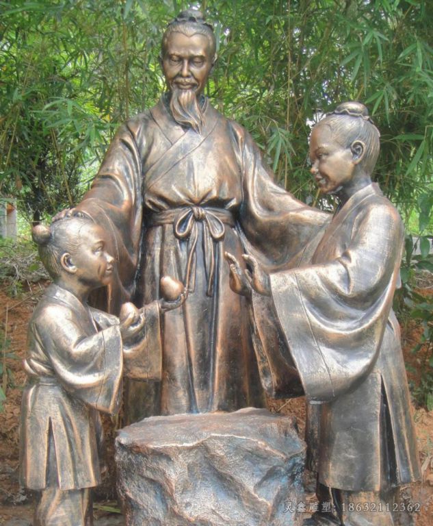 孔融让梨，古代人物铜雕