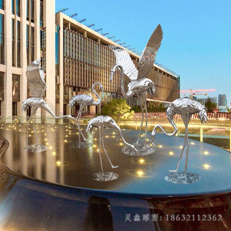 火烈鸟不锈钢雕塑 (1)