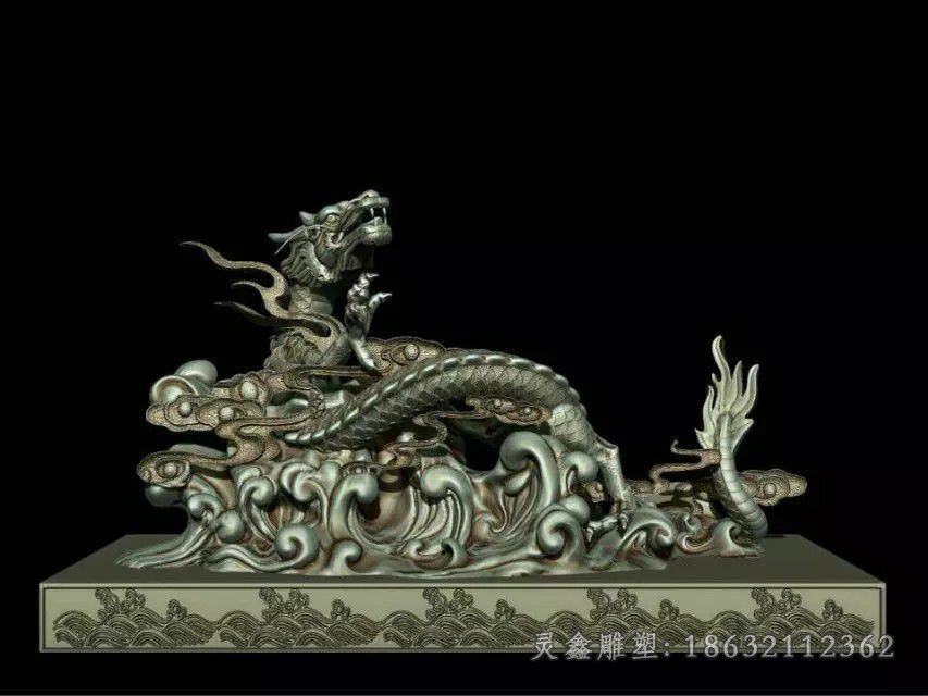 景德镇古代神兽龙校园景观铜雕