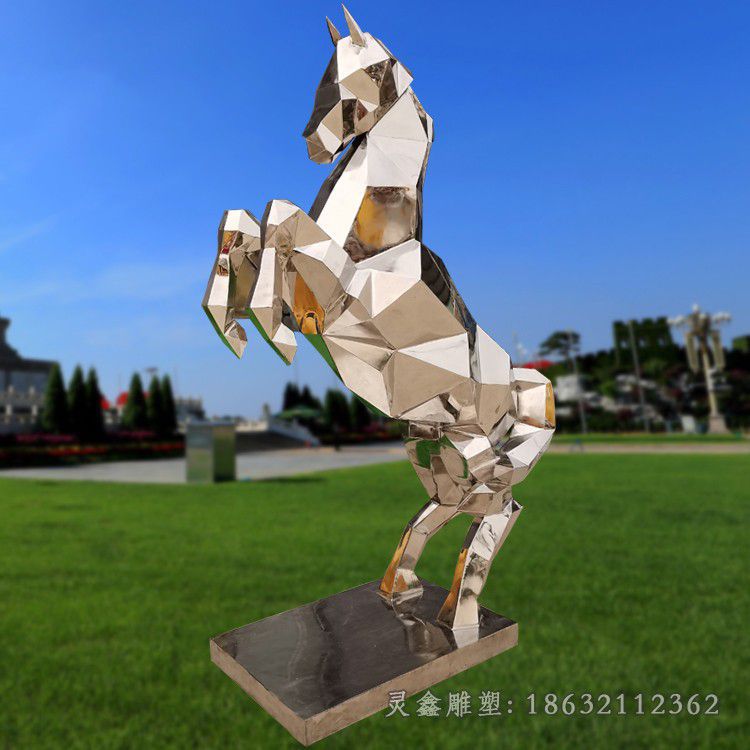 不锈钢几何抽象马雕塑 (4)