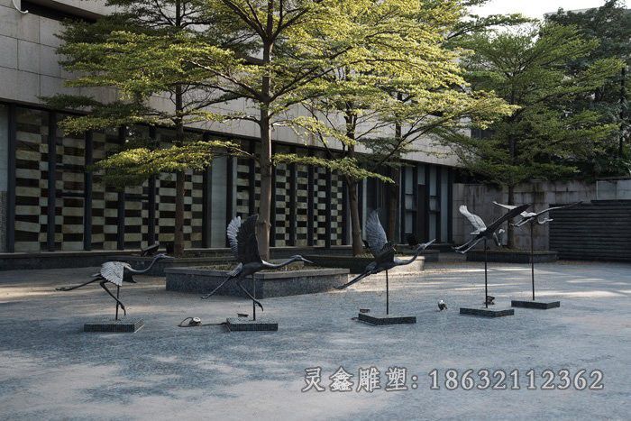 仙鹤铜雕，广场动物铜雕