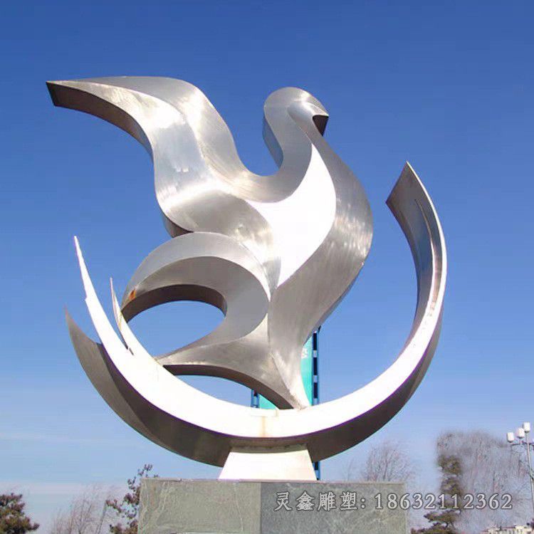 不锈钢和平鸽雕塑广场园林大型镜面拉丝迎宾雕塑定制景观标志摆件64638