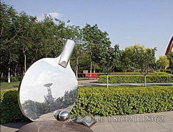 赣州不锈钢镜面乒乓球拍景观雕塑