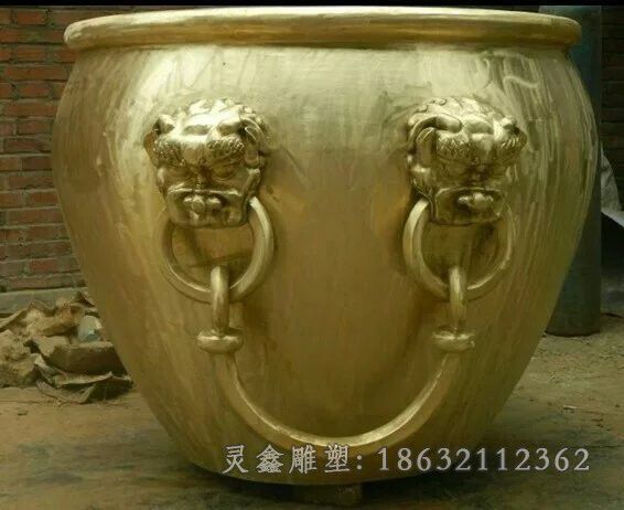 铜水缸，铸铜水缸雕塑 (3)