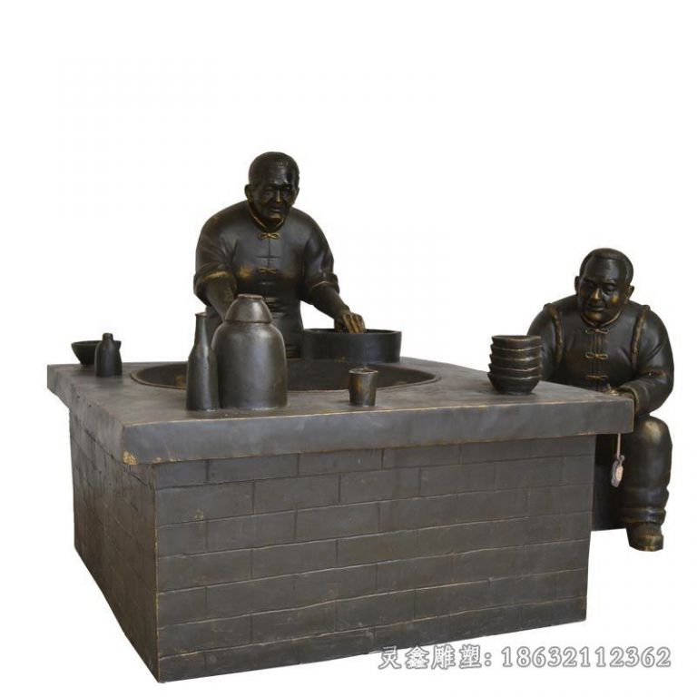 街头做饭人物景观铜雕 (1)