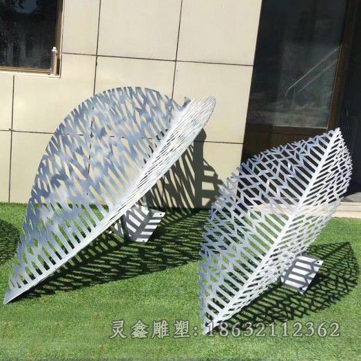 镂空不锈钢树叶雕塑 (4)