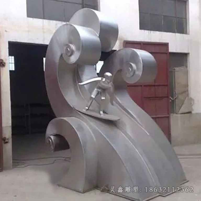 不锈钢滑雪雕塑，公园不锈钢雕塑