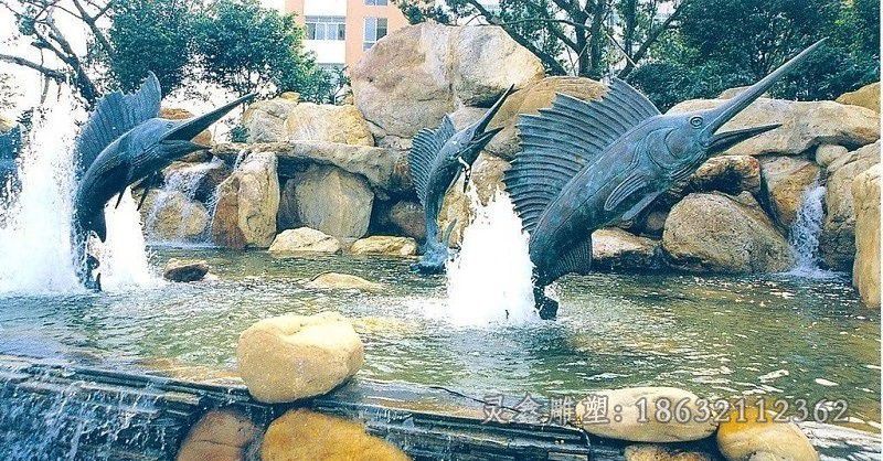 尖嘴鱼铜雕，公园动物雕塑_看图王