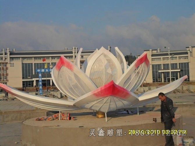 不锈钢莲花雕塑，不锈钢植物雕塑 (2)