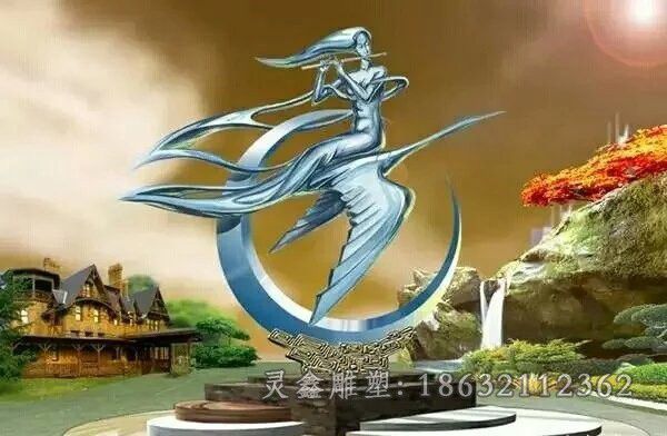 不锈钢美女吹笛雕塑，广场美女吹笛不锈钢雕塑_看图王