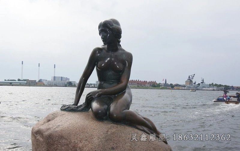美人鱼铜雕，海边景观铜雕 (2)_看图王