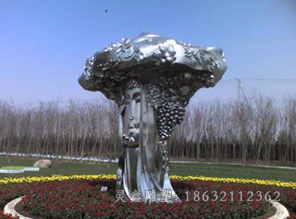 不锈钢葡萄雕塑，不锈钢抽象广场雕塑