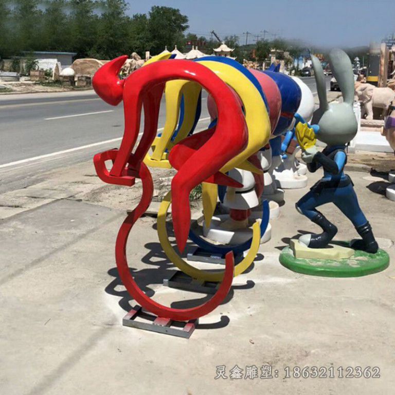 不锈钢骑车抽象 广场景观雕塑