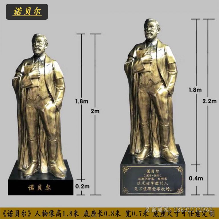 赣州诺贝尔人物景观铜雕