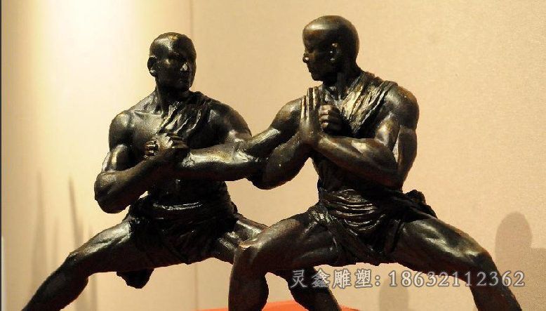 切磋功夫铜雕，公园景观铜雕