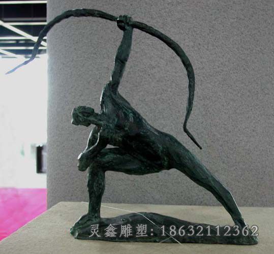 射箭铜雕，古人射箭铜雕