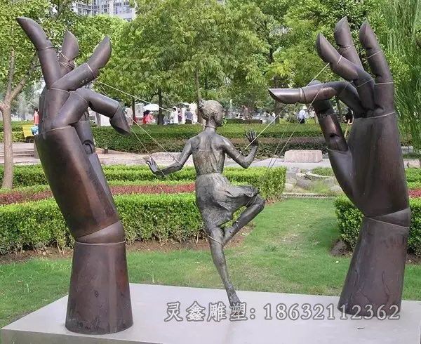 提线木偶铜雕，公园景观铜雕 (1)