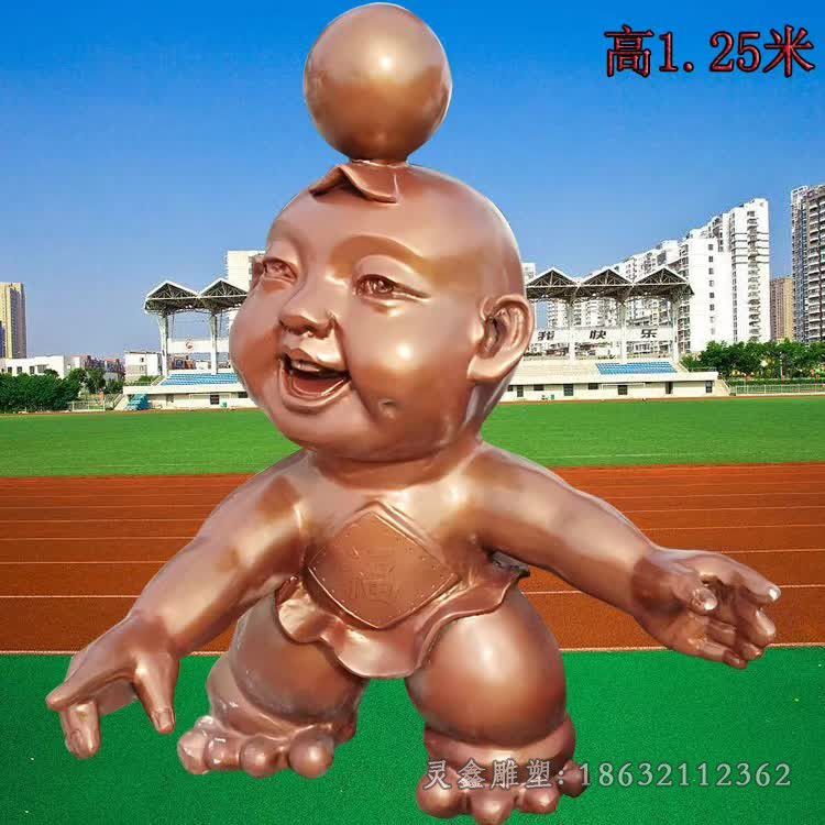赣州玩球福娃街边景观铜雕
