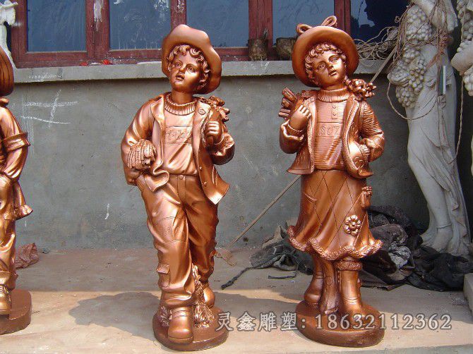 西方小孩铜雕，广场人物铜雕 (1)