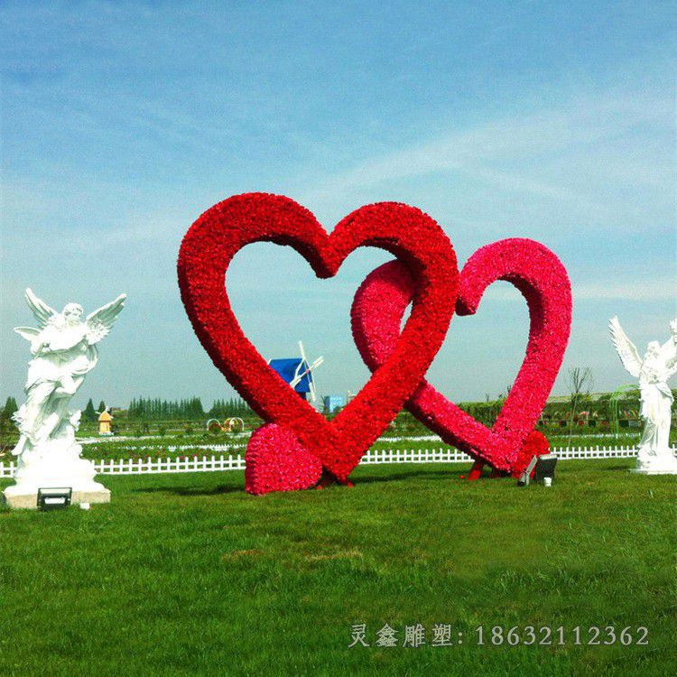 不锈钢植绒爱心雕塑