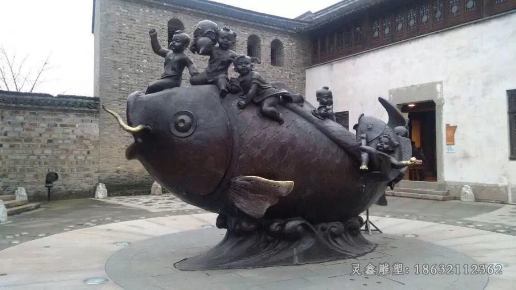 小孩骑动物广场景观铜雕 (1)