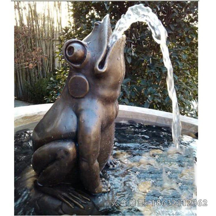 小区喷水青蛙铜雕(1)