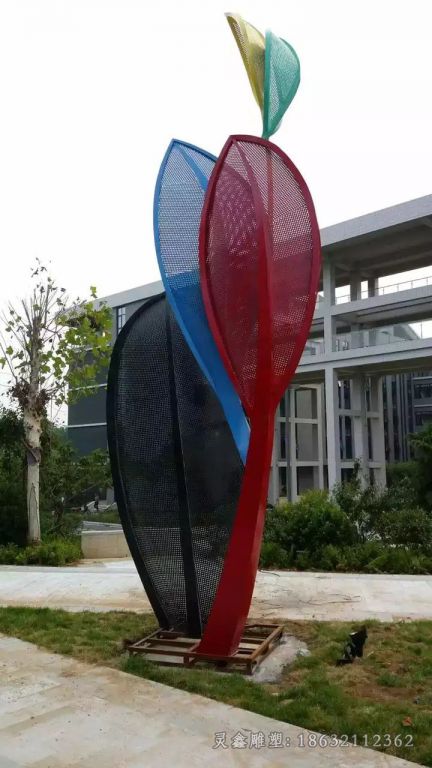 彩色不锈钢雕塑，不锈钢叶子造型雕塑