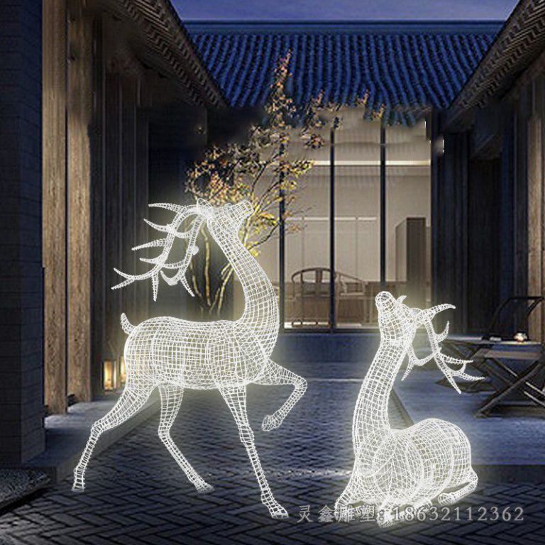 发光镂空梅花鹿景观雕塑 (1)