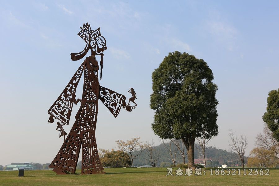 皮影雕塑，公园不锈钢皮影雕塑