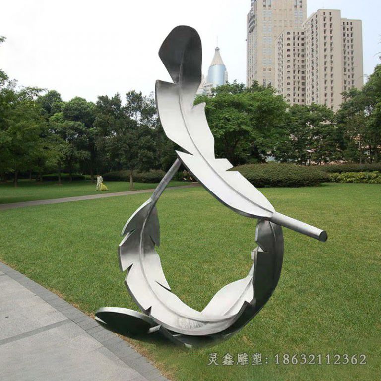 九江镜面不锈钢羽毛标志雕塑