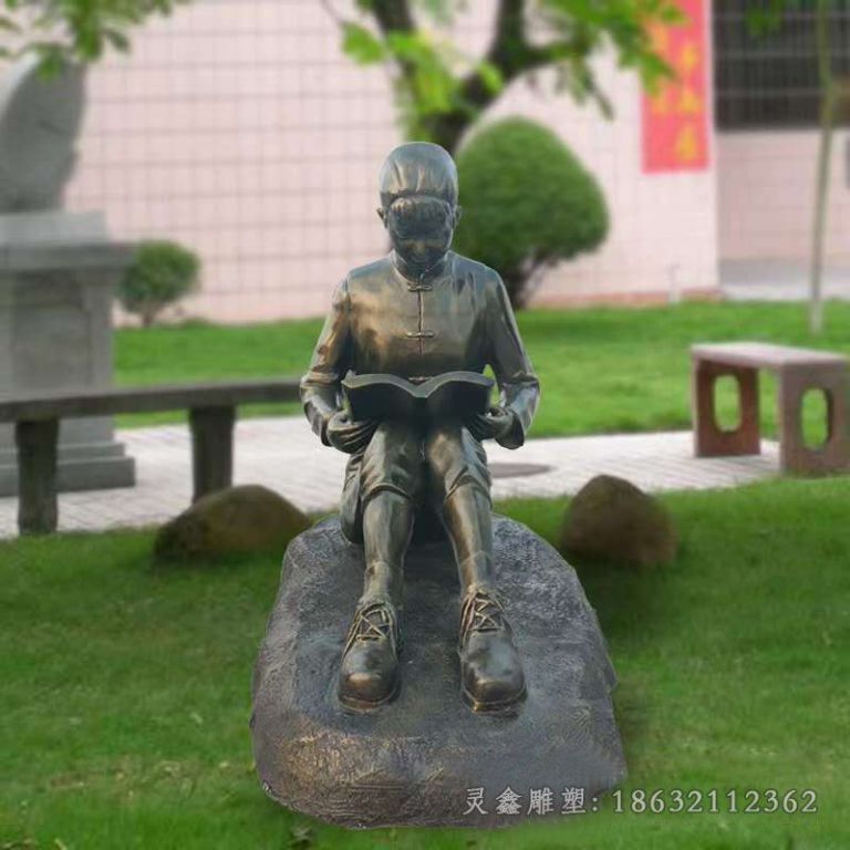 上饶读书女孩景观人物铜雕