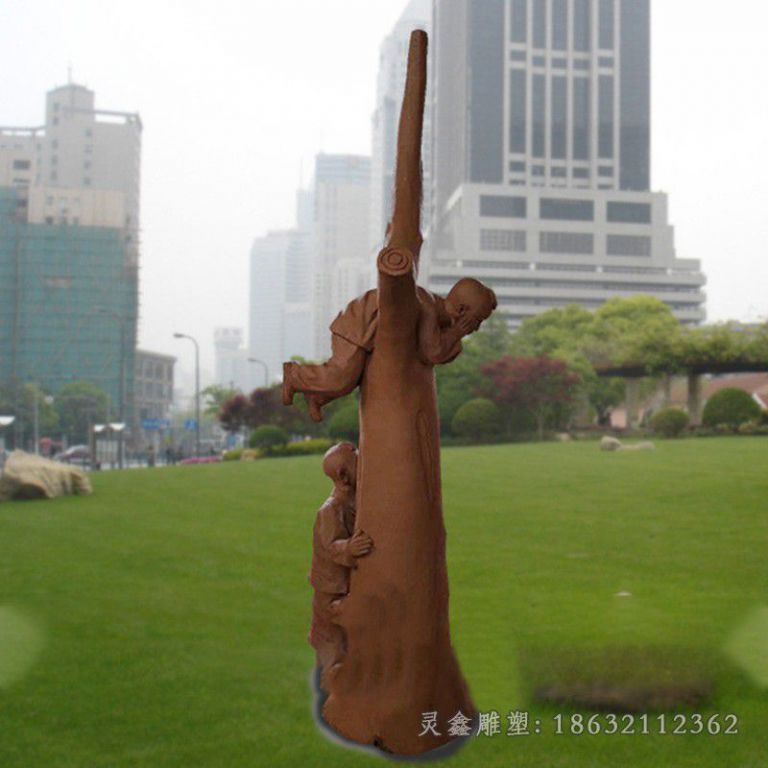 纯铜童趣雕塑捉迷藏爬树小孩校园景观铸铜雕塑校园文化雕塑摆件39624
