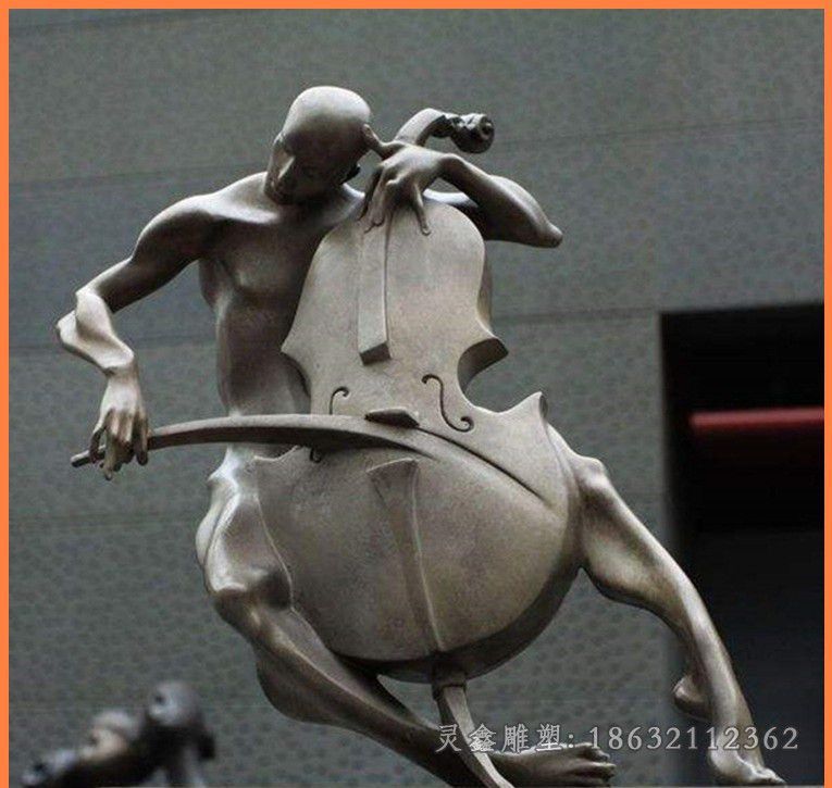 不锈钢大提琴雕塑 (1)