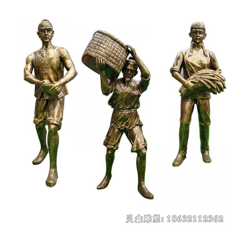 上饶割稻子农耕人物铜雕