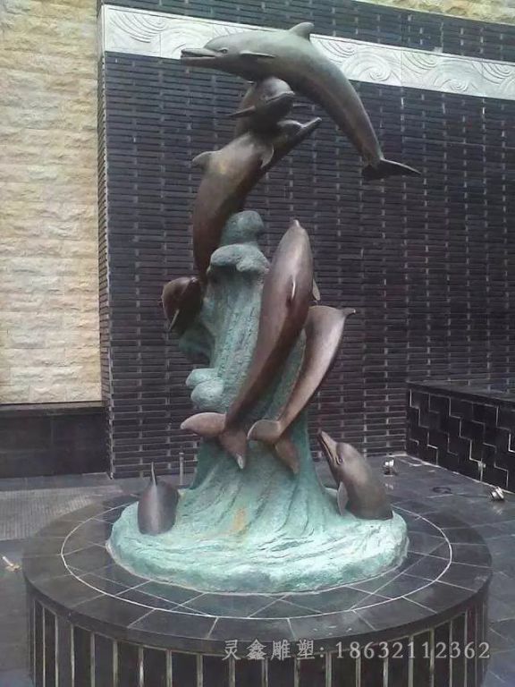 萍乡动物海豚景观标志铜雕