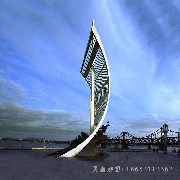 新余不锈钢镂空船帆景观雕塑