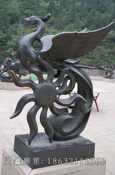 抚州古代四方神兽朱雀铜雕