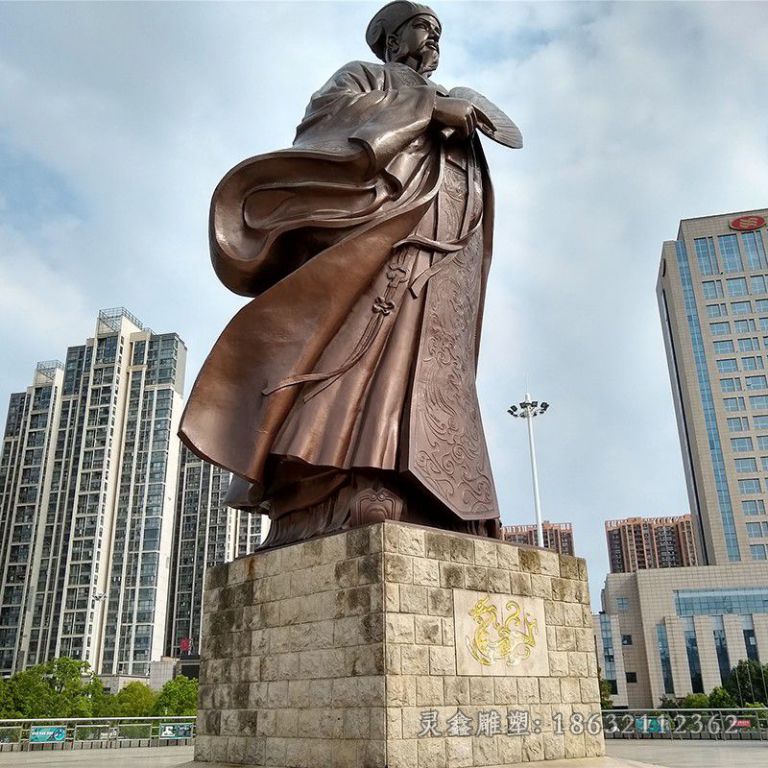 九江古代人物诸葛亮铜雕