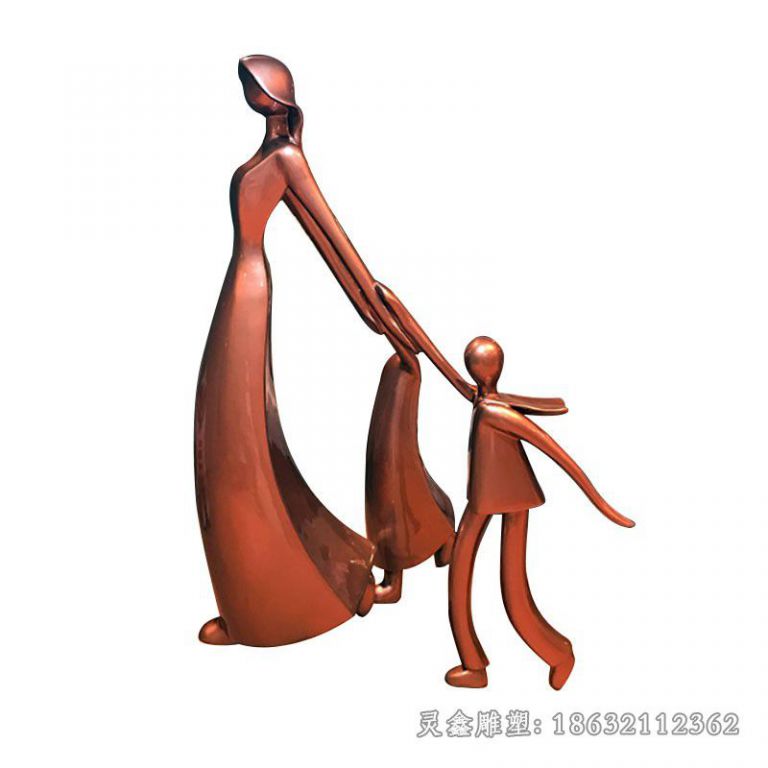 公园抽象母子铜雕