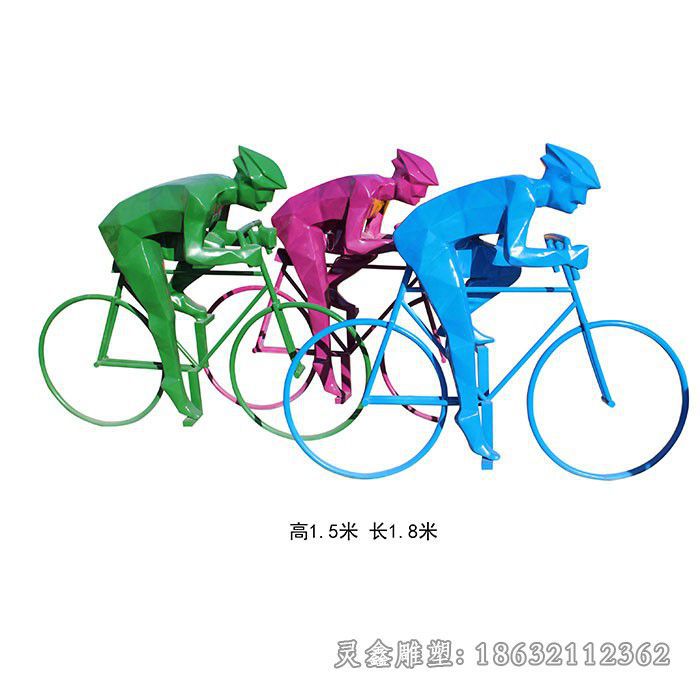 九江不锈钢几何骑自行车人物雕塑