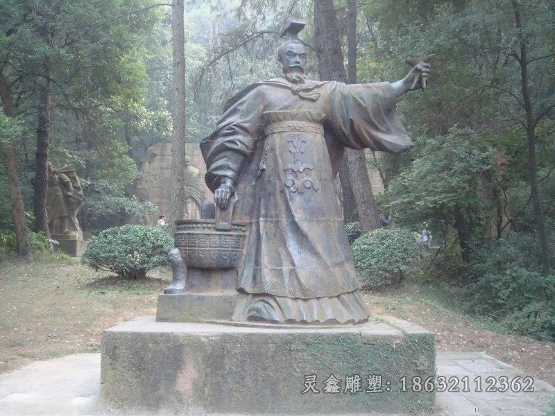 汉帝铜雕，公园古代人物铜雕